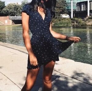 Brandy Melville Navy Floral Wrap Dress OS